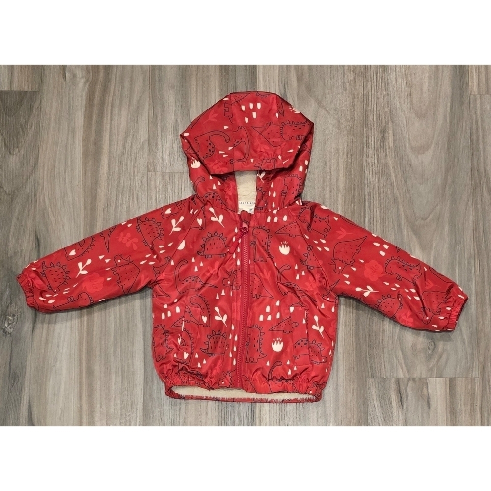 Red Dinosaur Kids Puffer Jacket
